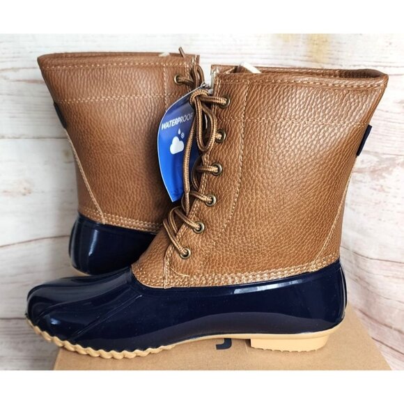 Maplewood Waterproof Fall 2022 Navy/Tan Women’s Boots | JBU by Jambu | Faux Fur - Picture 7 of 14